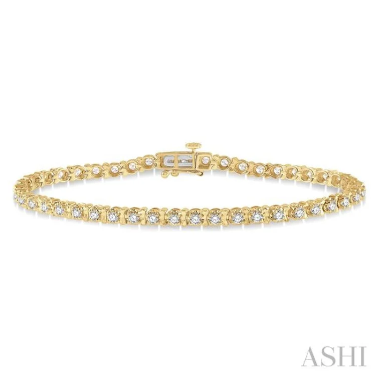 Ladies bracelets cute styles-2 ctw Round Cut Diamond Tulip Bracelet in 14K Yellow Gold