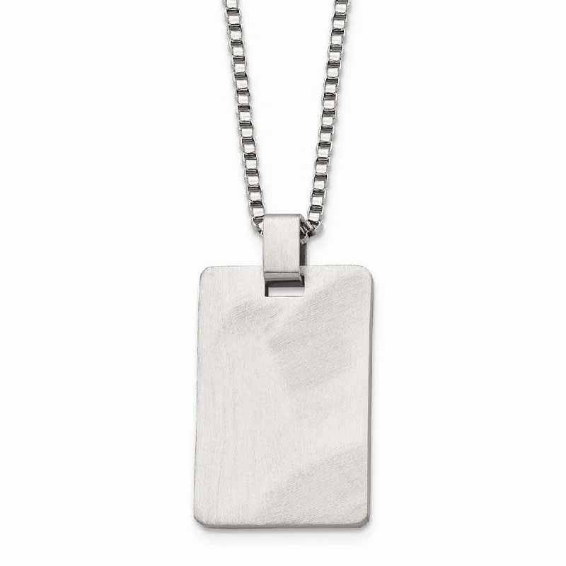 Ladies necklaces multi-strand-Stainless Steel Brushed and Scratch Finish Rectangle Necklace