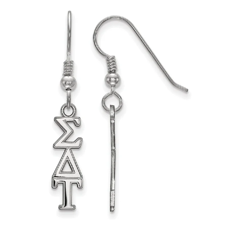 Ladies earrings diamond studs-Sterling Silver Sigma Delta Tau XS Dangle Earrings