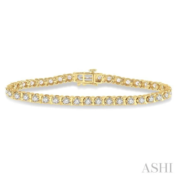 Ladies bracelets social media trends-4 ctw Round Cut Diamond Tulip Bracelet in 14K Yellow Gold