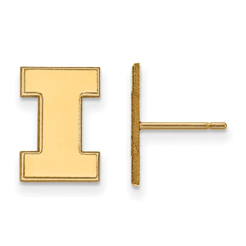 Ladies earrings age suitability-10k Yellow Gold University of Illinois Small Initial I Post Earrings