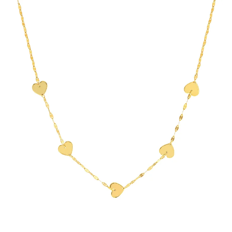 Ladies necklaces trending styles-REGGIE FIVE HEART STATIONED NECKLACE