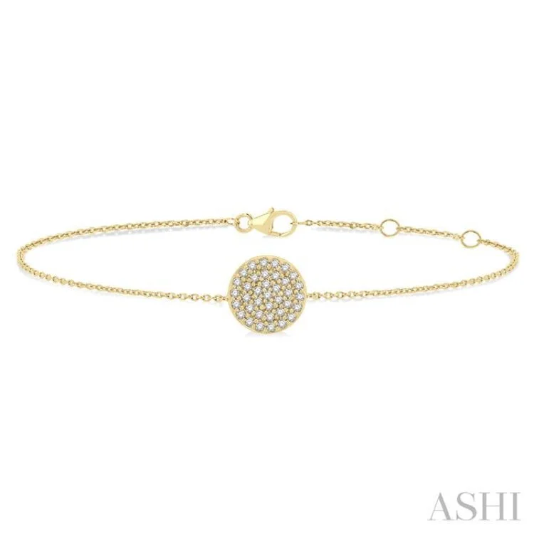 Ladies bracelets everyday use-1/6 ctw Petite Circular Disc Round Cut Diamond Fashion Bracelet in 10K Yellow Gold