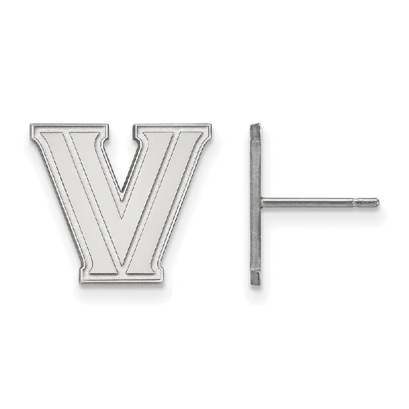 Ladies earrings boho chic-14k White Gold Villanova University Small Initial V Post Earrings