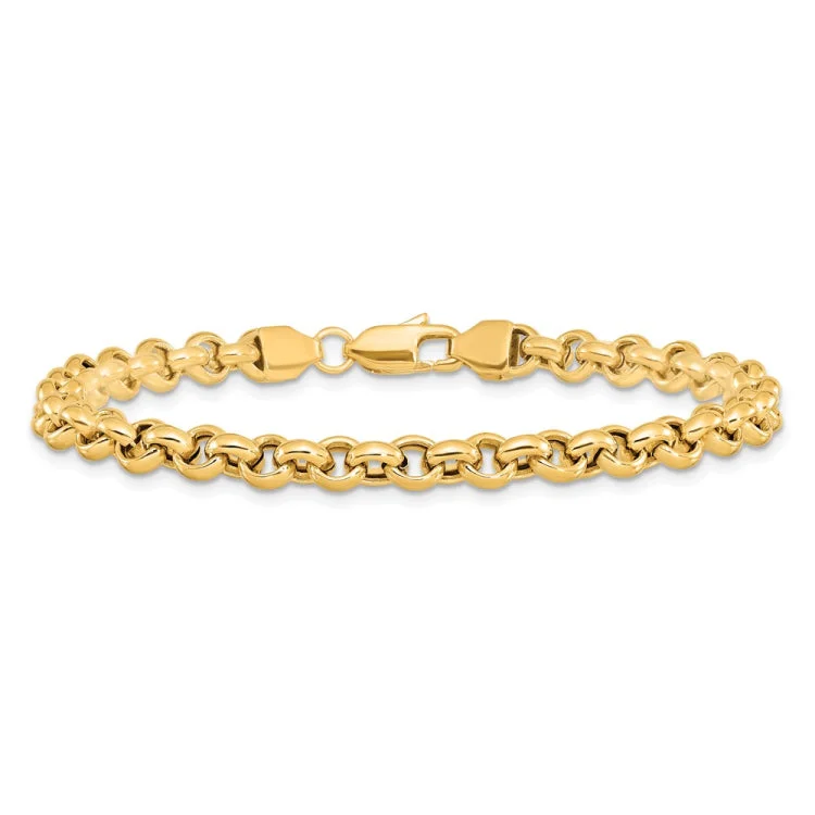 Ladies bracelets hypoallergenic-14k 7.5in 5mm Polished Fancy Rolo Link Bracelet