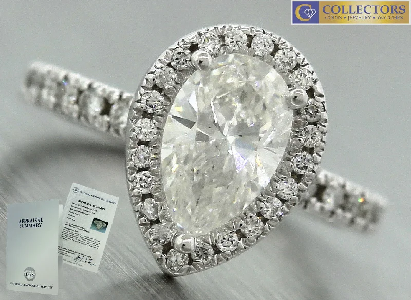 Ladies engagement rings platinum options-Modern Estate 2.09ctw Pear Brilliant Diamond 14K Gold Engagement Ring EGL USA