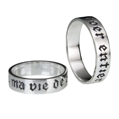 Ladies ring wedding bands-"a ma vie de coer entier" French ~ You have my whole heart for my whole life) Ring