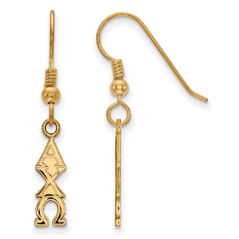 Ladies earrings memory keepsakes-14K Plated Silver Alpha Chi Omega Small Dangle Earrings