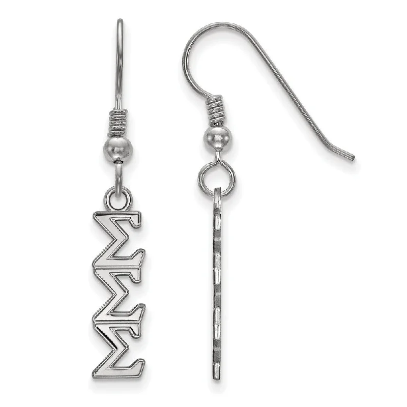 Ladies earrings friendship tokens-Sterling Silver Small Sigma Sigma Sigma Dangle Earrings