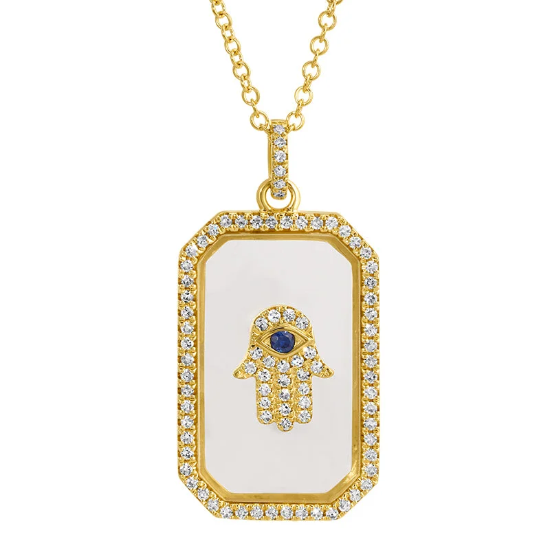 Ladies necklaces Mother’s gift-DREW RECTANGLE HAMSA PENDANT NECKLACE