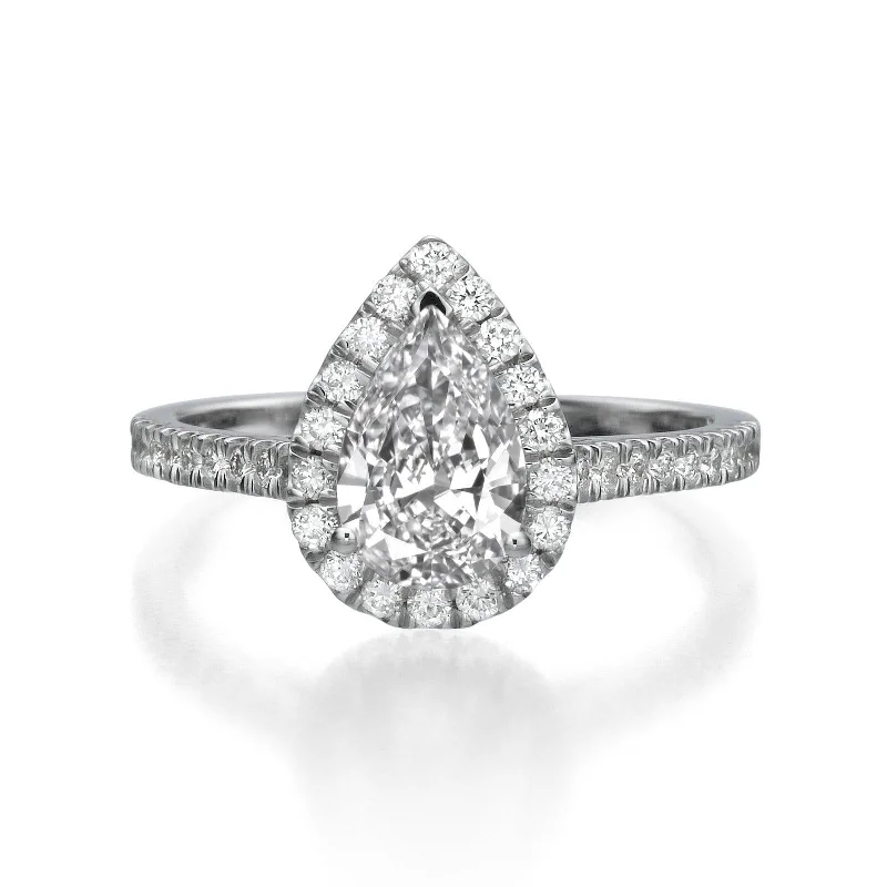 Ladies engagement rings global brands-1.45 ct Pear Shaped Diamond Engagement Ring