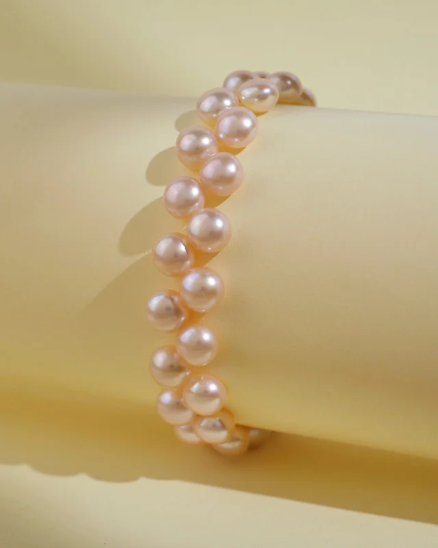 Ladies bracelets youthful charm-Elegant Pink Pearl Bracelet