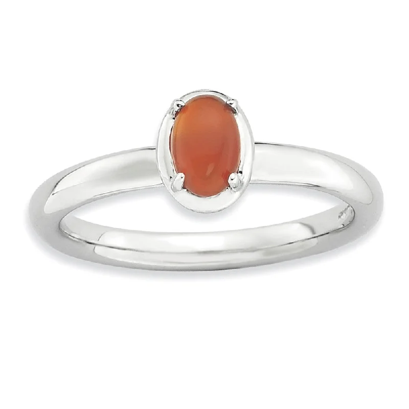 Ladies ring Mother’s Day-Sterling Silver Stackable Red Agate Ring