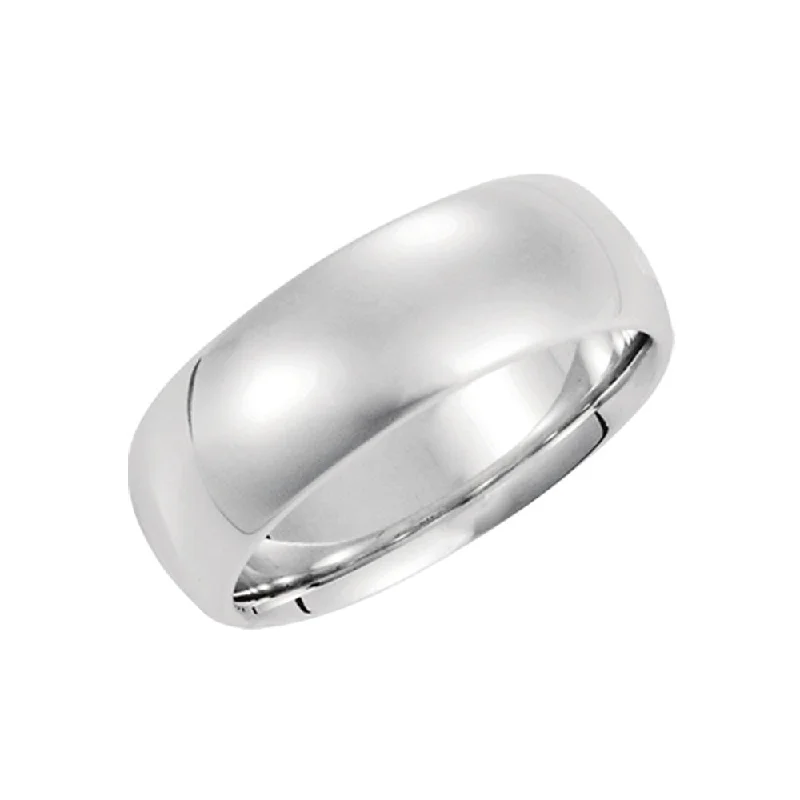 Ladies ring colorful gems-8mm Domed Comfort Fit Wedding Band in 10k White Gold