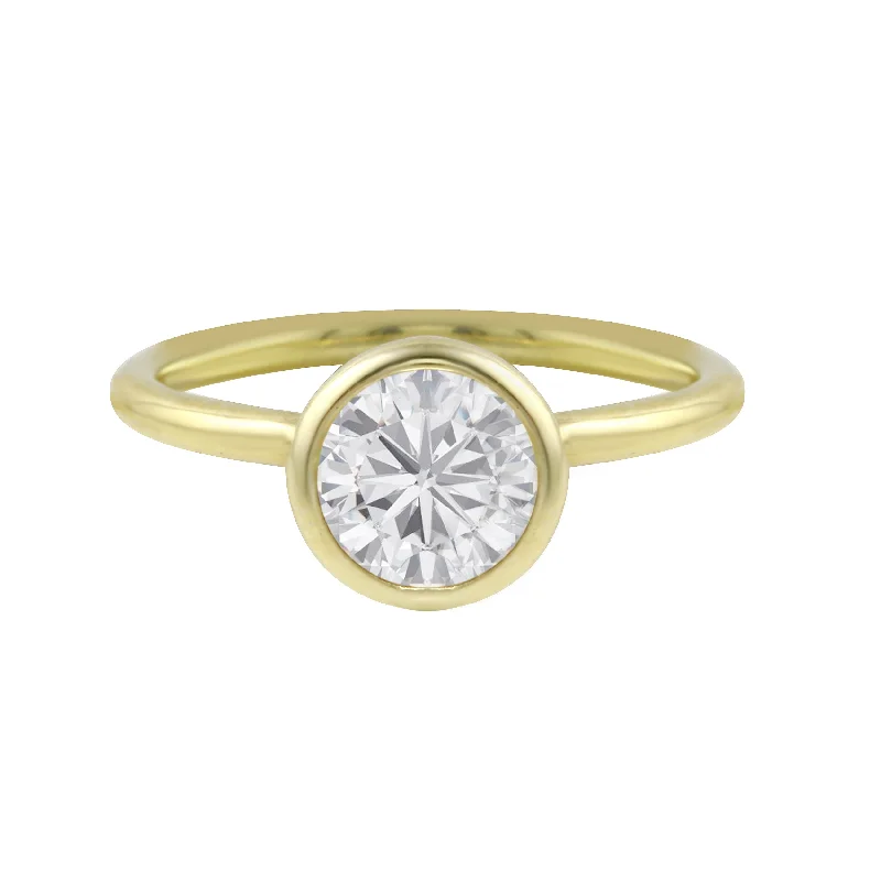 Ladies engagement rings lab-grown diamonds-Round Brilliant-Cut Diamond Bezel Engagement Ring