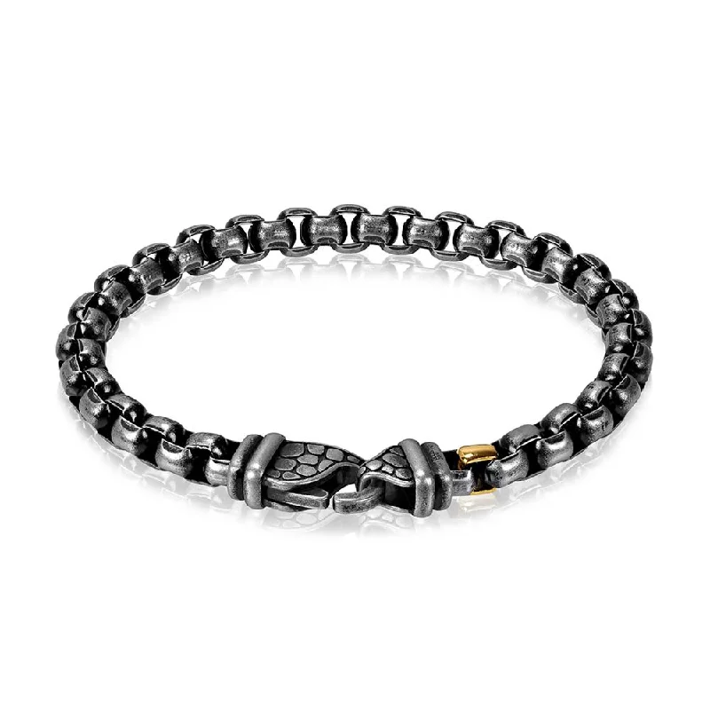 Ladies bracelets social media trends-A.R.Z Men's Round Box Link  8.5 Bracelet