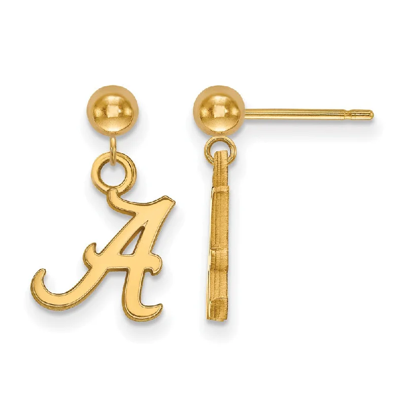 Ladies earrings cute designs-14k Yellow Gold University of Alabama Ball Dangle Earrings