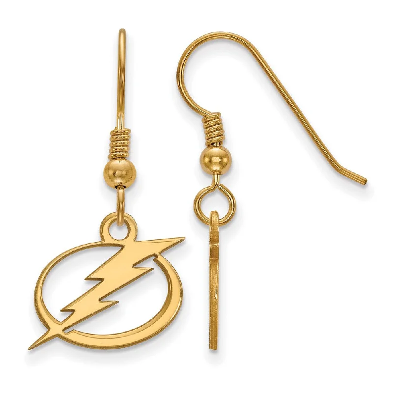 Ladies earrings memory keepsakes-SS 14k Yellow Gold Plated NHL Tampa Bay Lightning SM Dangle Earrings