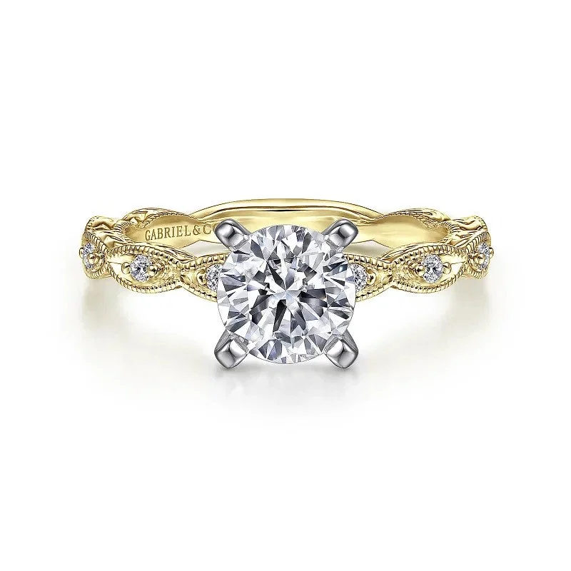 Ladies engagement rings platinum options-Sadie - 14K Yellow Gold Round Diamond Engagement Ring