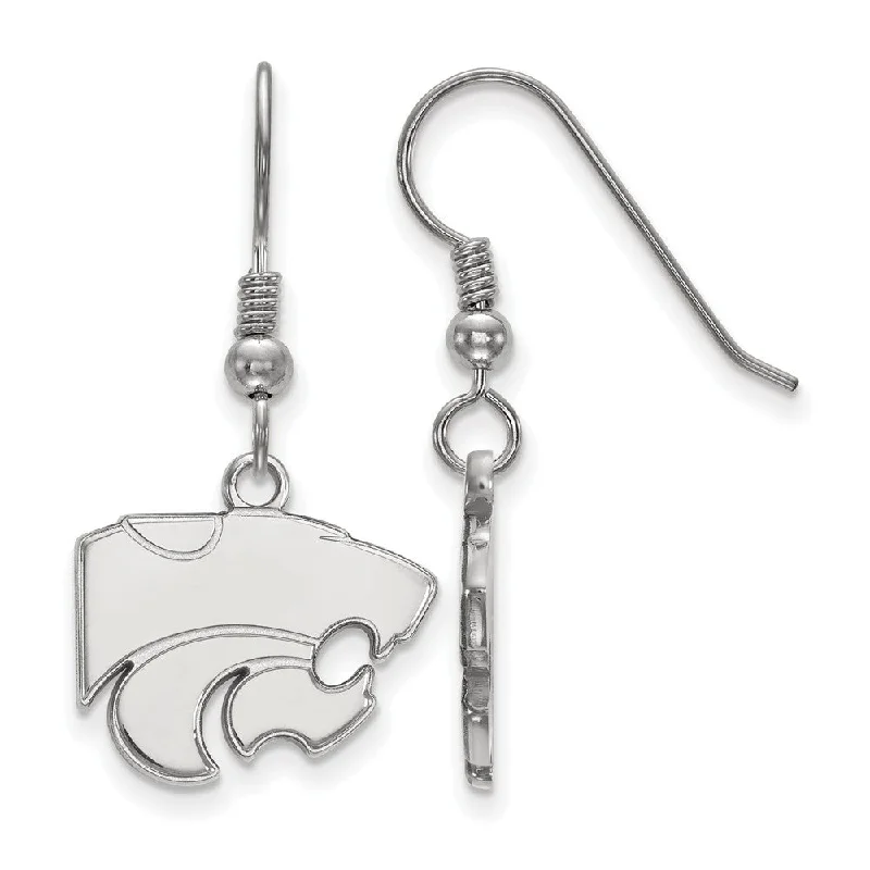 Ladies earrings cute designs-Sterling Silver Kansas State University Small Dangle Earrings