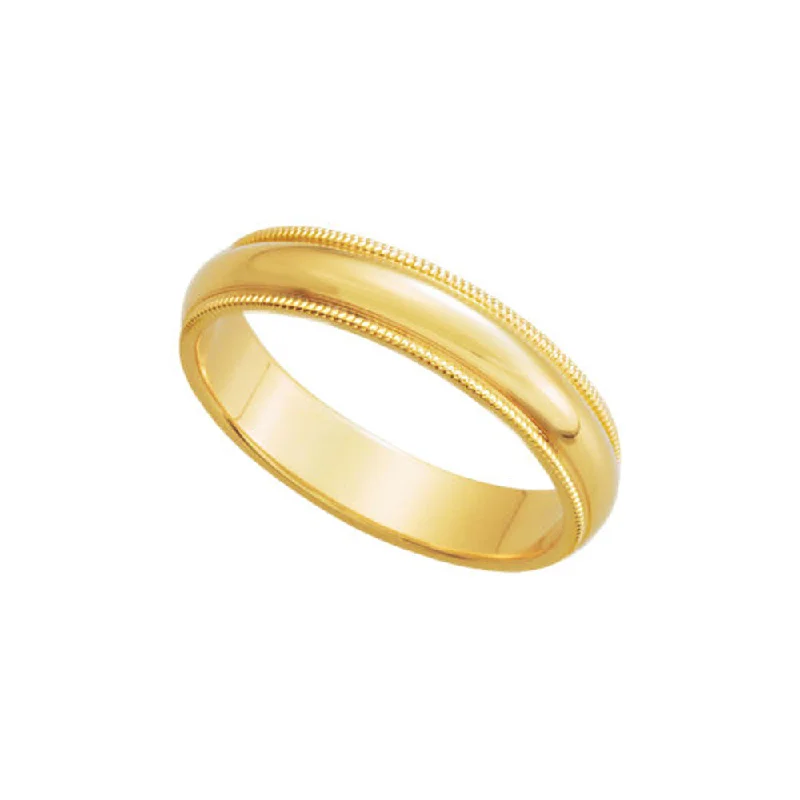 Ladies ring famous brands-4mm Milgrain Edge Domed Band in 10k Yellow Gold