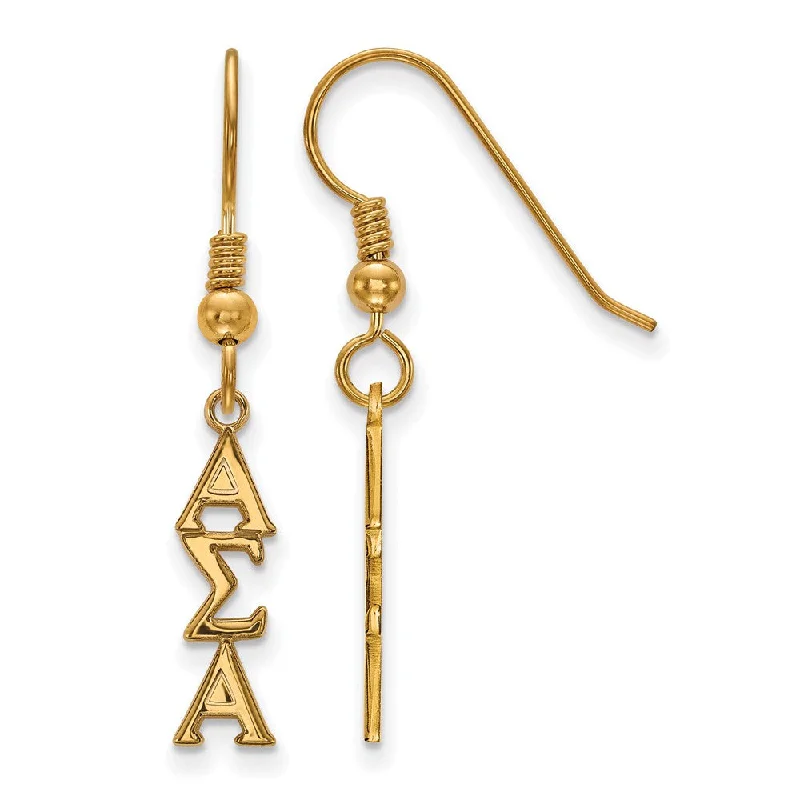 Ladies earrings matching sets-14K Plated Silver Small Alpha Sigma Alpha Dangle Earrings