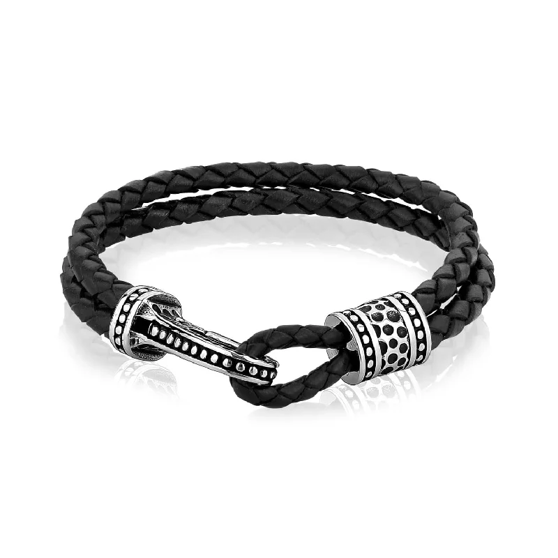 Ladies bracelets customer feedback-A.R.Z Men's Steel Clasp Leather 8.5" Bracelet