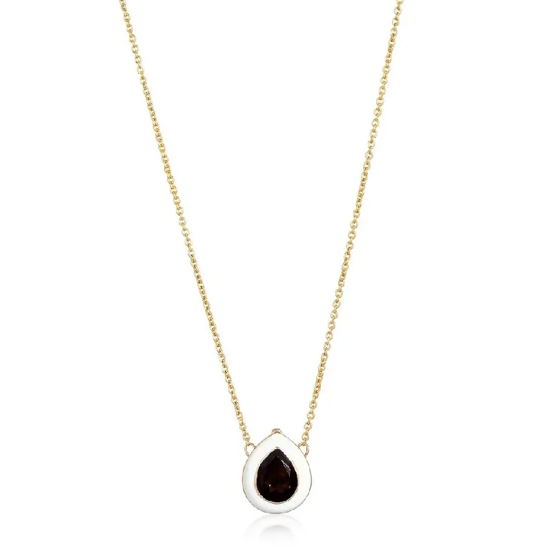 Ladies necklaces natural gems-JESSE SMOKY TOPAZ/ IVORY TEARDROP NECKLACE