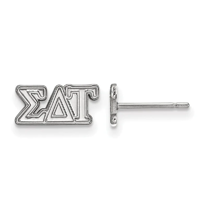 Ladies earrings luxury brands-Sterling Silver Sigma Delta Tau XS Greek Letters Post Earrings