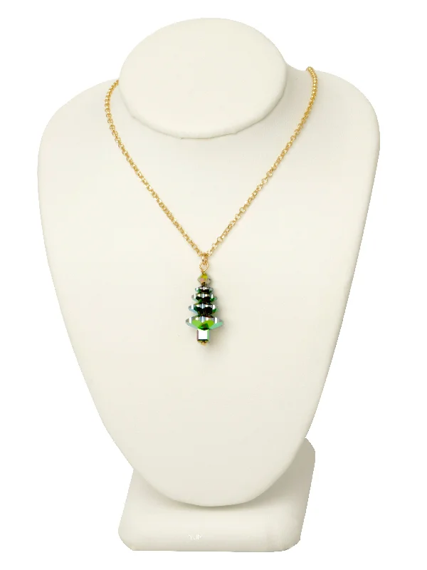 Ladies necklaces gift options-Evergreen Crystal Tree Necklace - MEDIUM