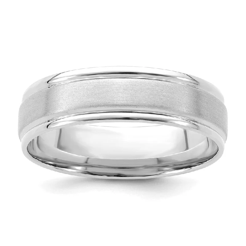 Ladies ring minimalist design-6mm 14K White or Yellow Gold Brushed Light Grooved Comfort Fit Band