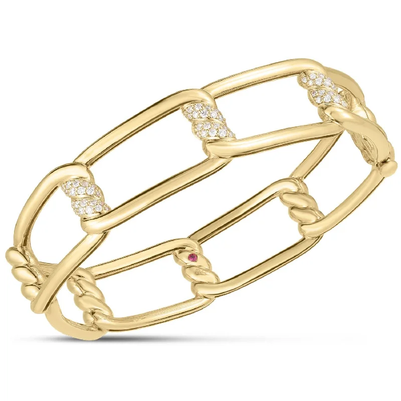 Ladies bracelets punk flair-18kt Yellow Gold Diamond Cialoma Knot Bangle Bracelet