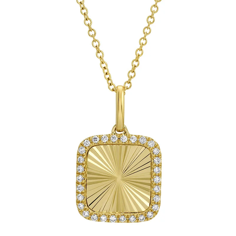 Ladies necklaces memory keepsakes-CARLEE SQUARE FLUTED PENDANT NECKLACE