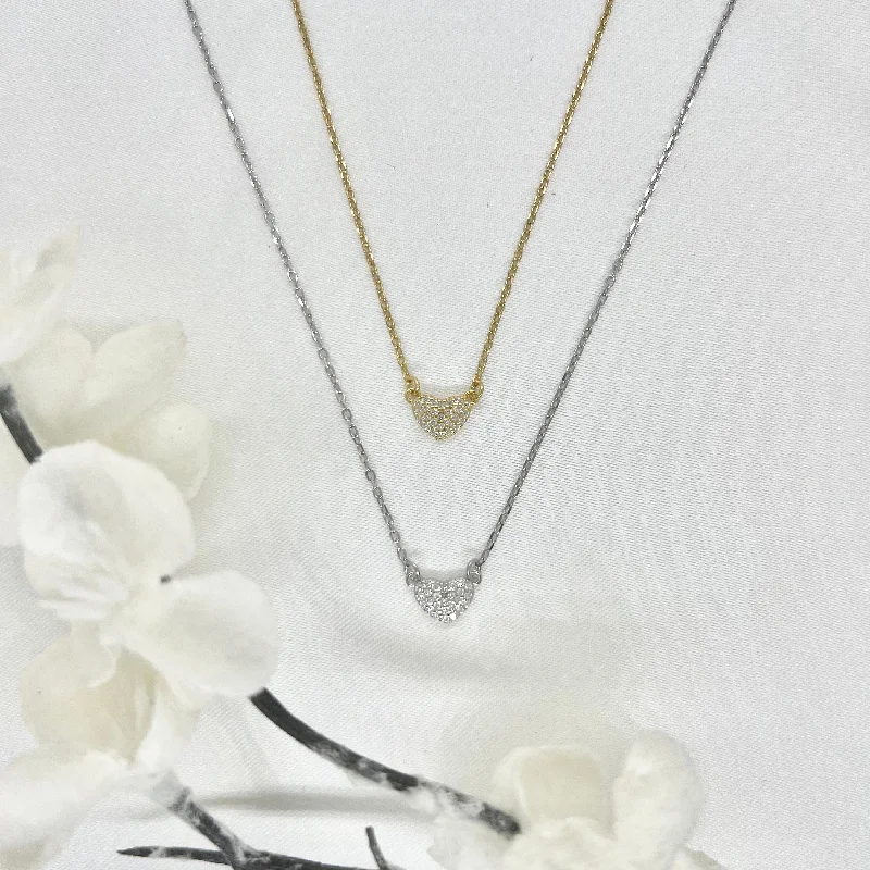 Ladies necklaces multi-strand-18k/925 Vermeil CZ Heart Necklace