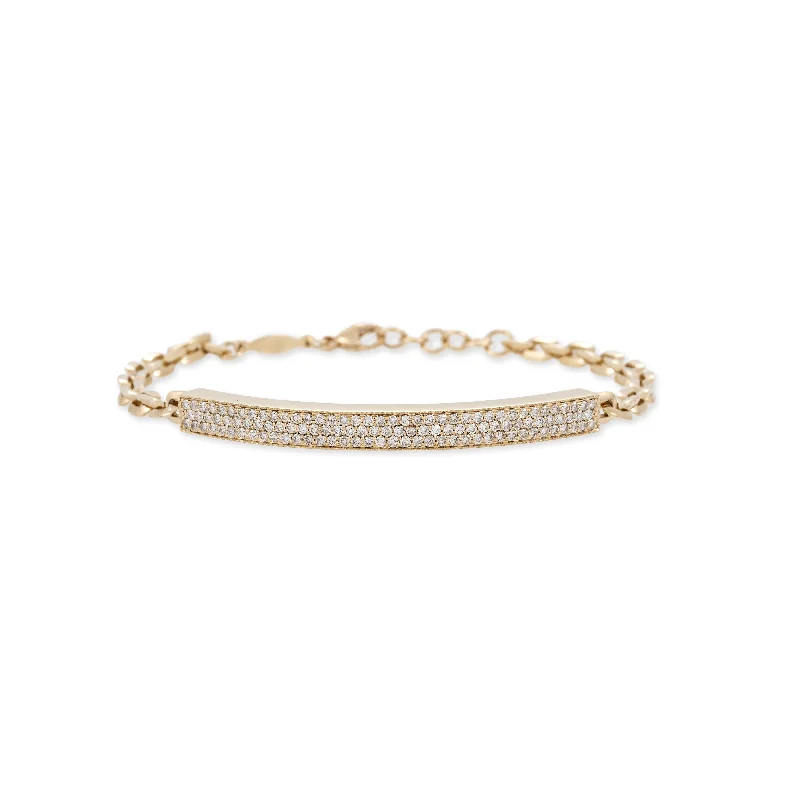 Ladies bracelets retail shops-3 ROW PAVE BAR MOE CHAIN BRACELET