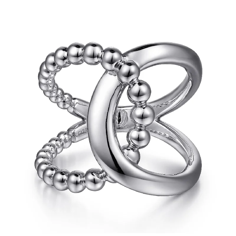 Ladies ring European style-Interlocking Bujukan Ring in Silver by Gabriel & Co.