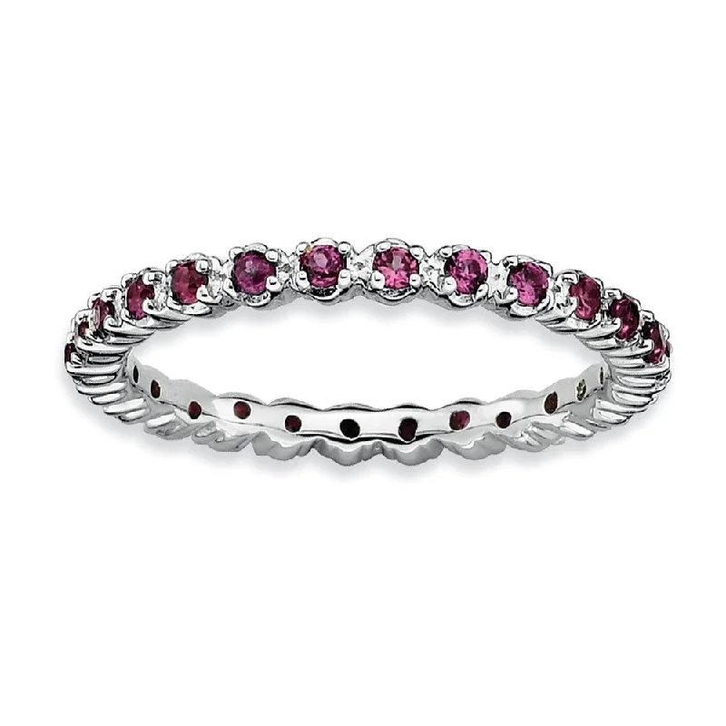 Sterling Silver Stackable Rhodolite Garnet Band