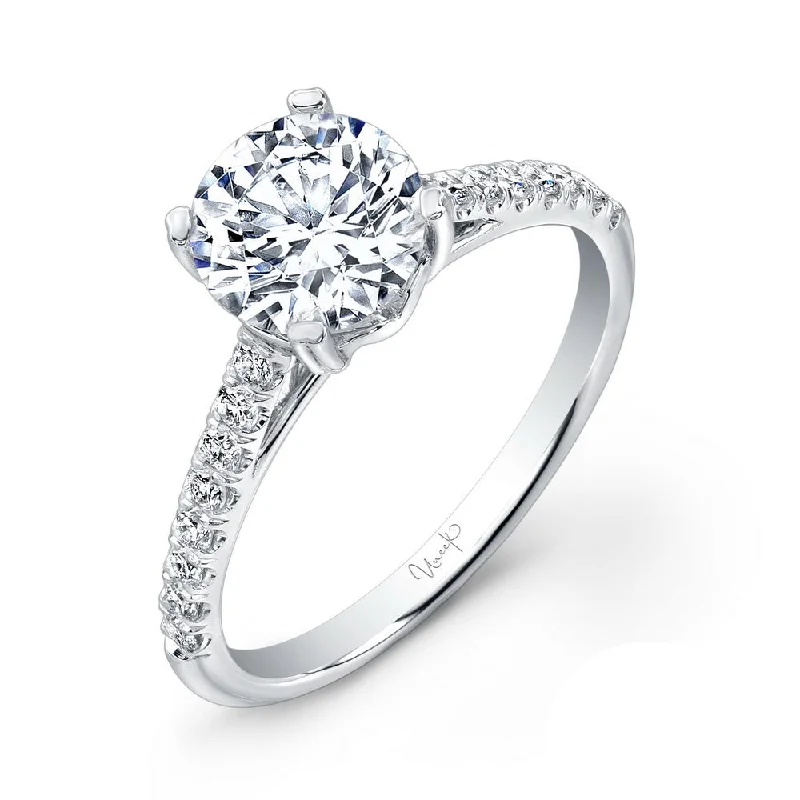 Ladies engagement rings eco-friendly-Uneek Round Diamond Non-Halo Engagement Ring with Pave Upper Shank