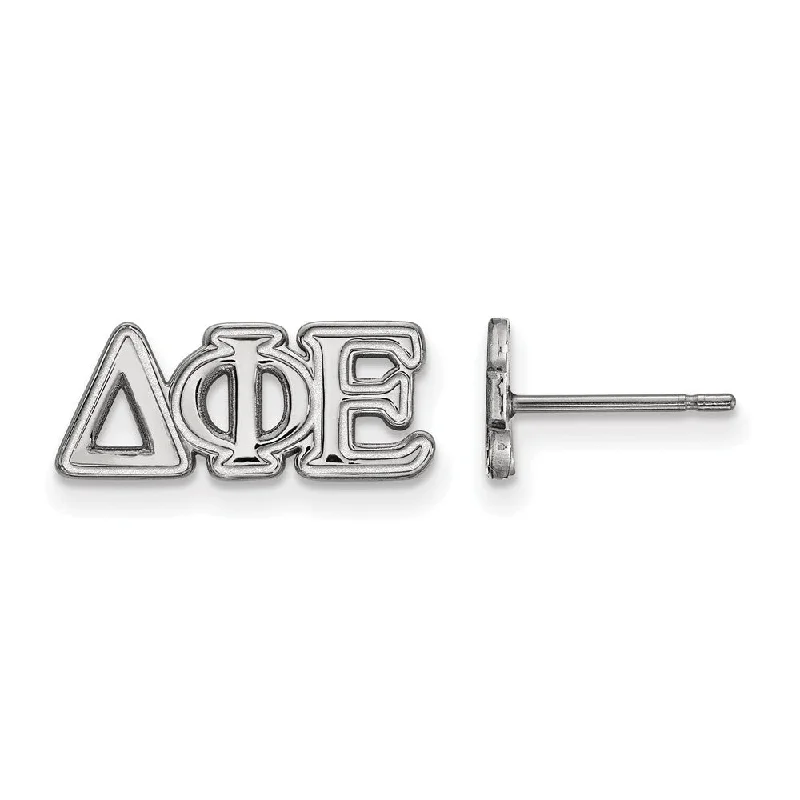 Ladies earrings casual vibes-Sterling Silver Delta Phi Epsilon XS Greek Post Earrings