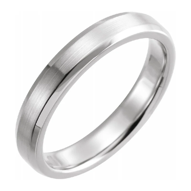 Ladies ring sweet style-4mm 14K White Gold Beveled Edge Satin Comfort Fit Band