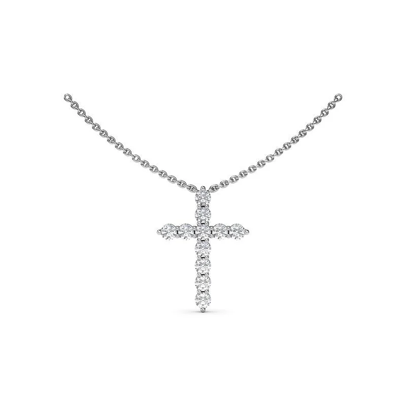 Ladies necklaces everyday use-Diamond Prong Cross Necklace N5116