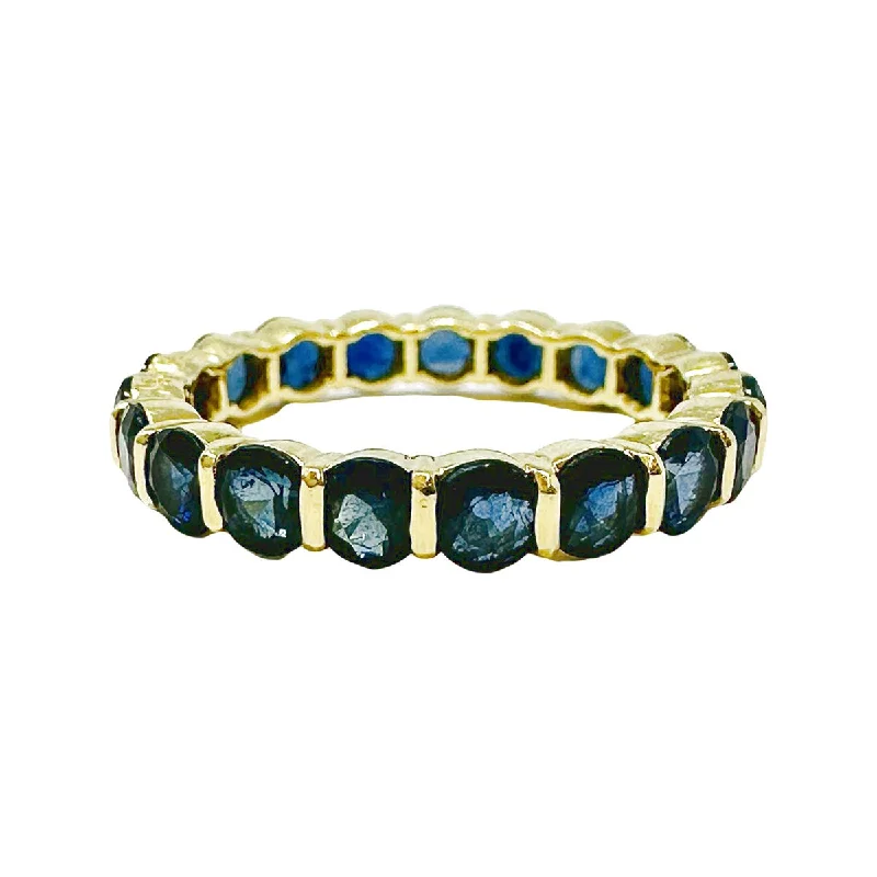 Ladies ring pure silver-Gemveto 18K Gold Eternity Ring with Sapphire