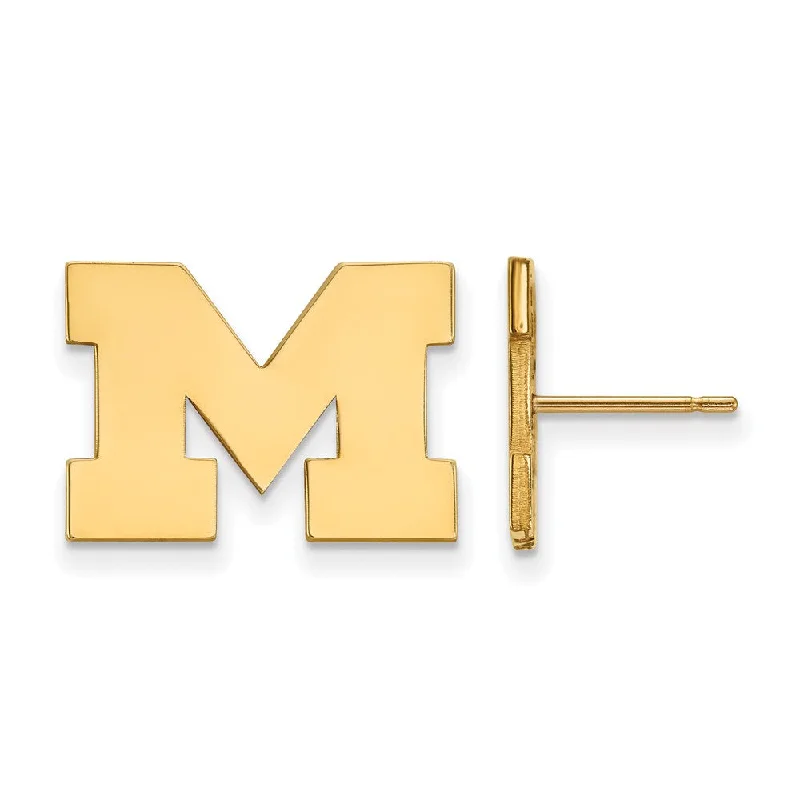 Ladies earrings European flair-14k Gold Plated Silver Michigan (Univ of) Small Post Earrings