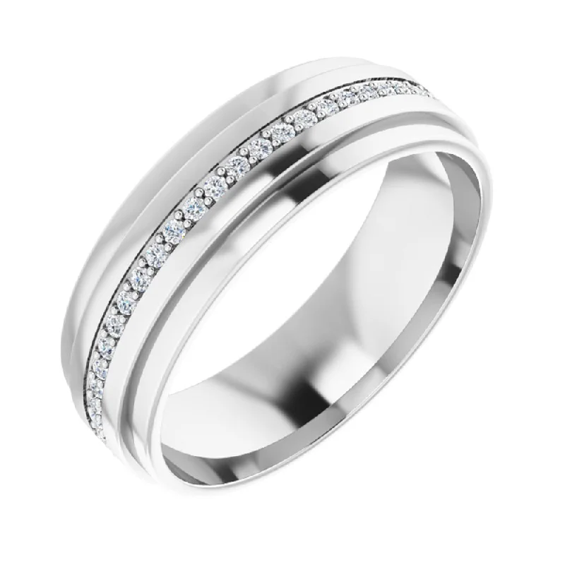 Ladies ring budget-friendly-7mm 14K White Gold 1/3 to 3/8 CTW Diamond Eternity Ridge Edge Band