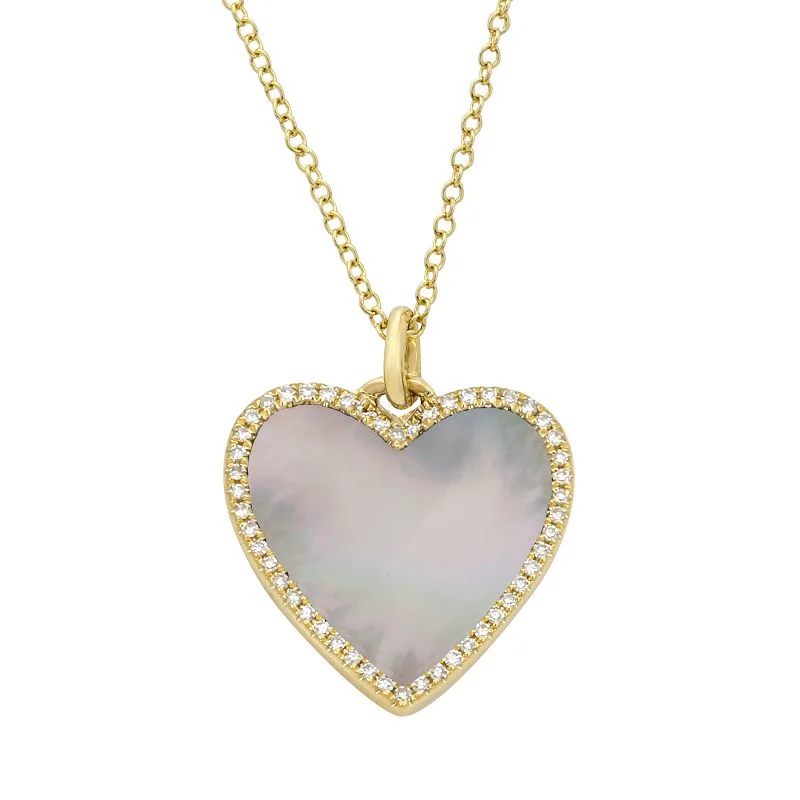 Ladies necklaces celebrity looks-MILA MOTHER OF PEARL HEART NECKLACE