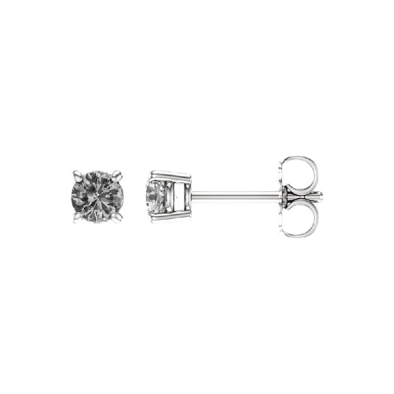 Ladies earrings gift ideas-4mm Round White Sapphire Stud Earrings in 14k White Gold