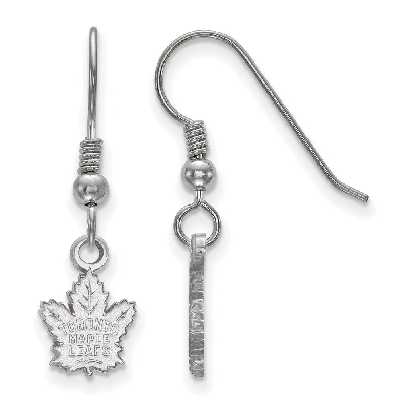 Ladies earrings ruby accents-Sterling Silver NHL Toronto Maple Leafs XS Dangle Earrings