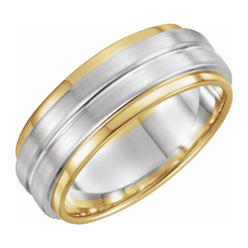 Ladies ring customer reviews-7mm 14K Yellow & White Gold Grooved Comfort Fit Band