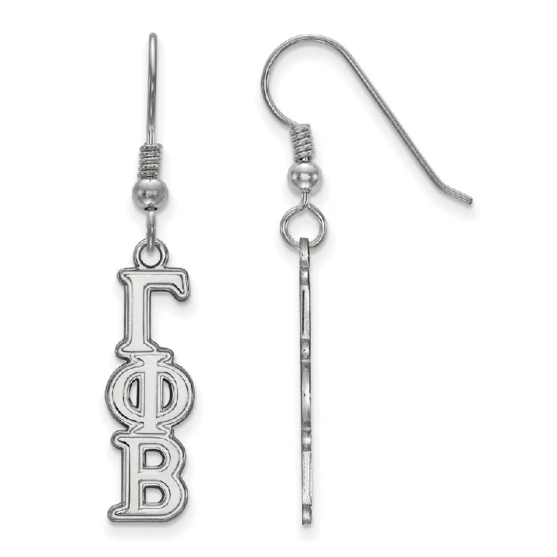 Ladies earrings rose gold-Sterling Silver Gamma Phi Beta Dangle Small Earrings