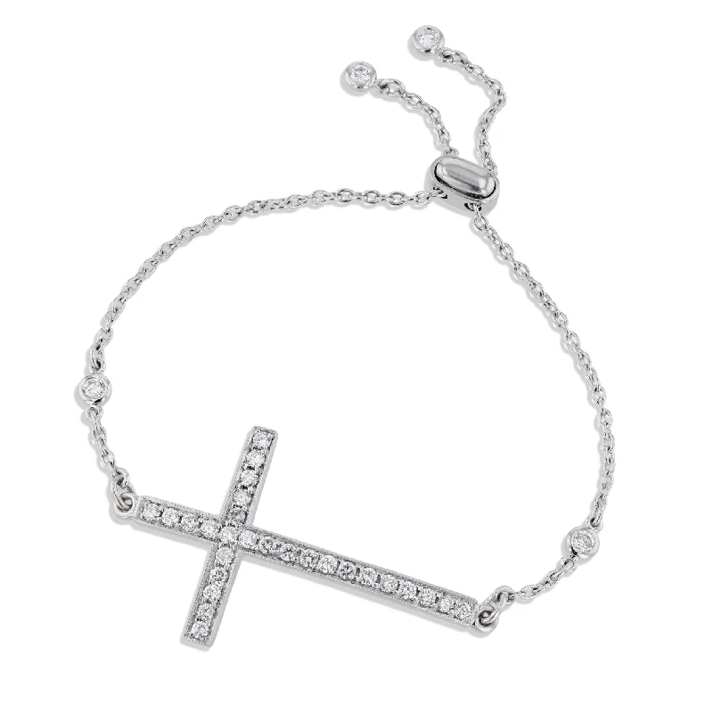 Ladies bracelets international brands-Pave Diamond Cross Bracelet